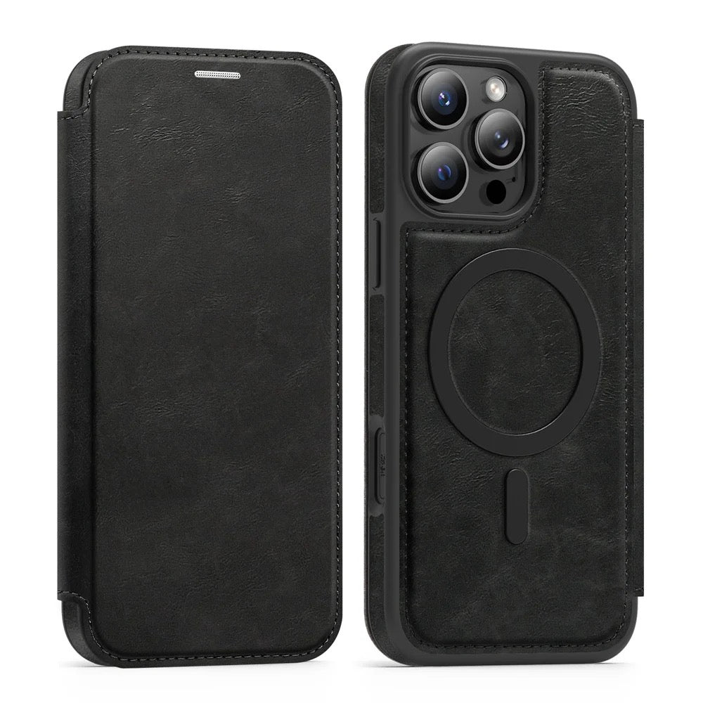 Luxuriöse MagSafe iPhone-Hülle aus Leder – 360°-Schutz, Kartenfach &amp; elegantes Design