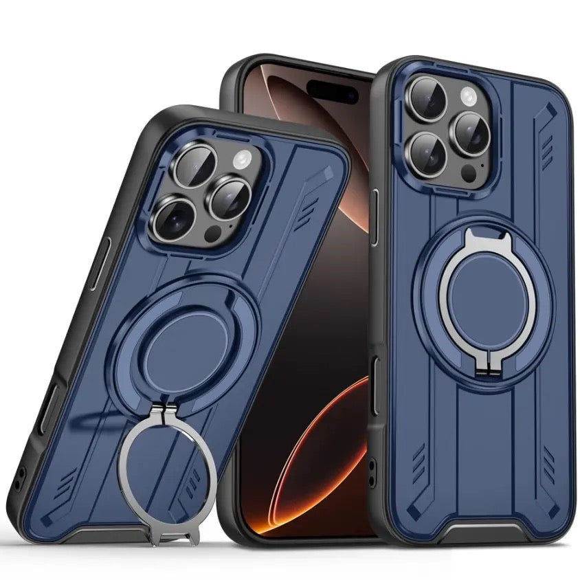 Stoßfeste Magnethülle mit Ringständer – 360°-Schutz &amp; freihändiger Komfort für iPhone