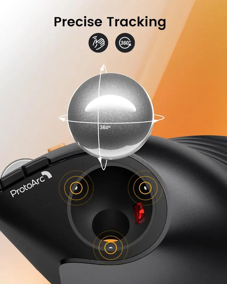 Vertikale kabellose Trackball-Maus – Ergonomische Bluetooth-Daumenmaus für Laptop &amp; PC | Wiederaufladbares Rollerball-Design