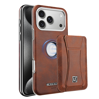 Höchste Eleganz: Hochwertige iPhone-Hülle aus Leder mit magnetischem Ständer und integriertem Kartenhalter