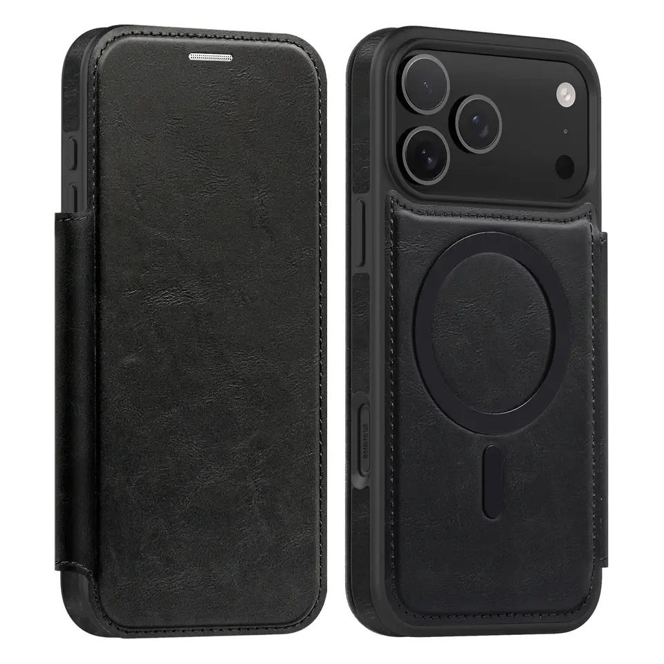 Luxuriöse MagSafe iPhone-Hülle aus Leder – 360°-Schutz, Kartenfach &amp; elegantes Design