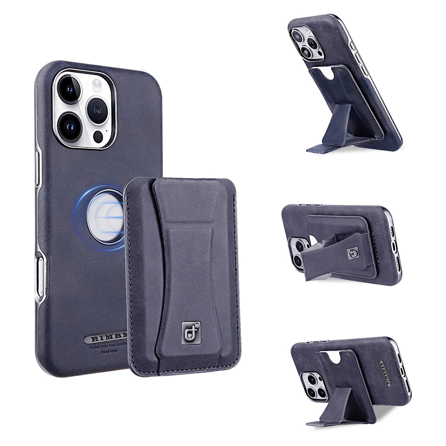 Höchste Eleganz: Hochwertige iPhone-Hülle aus Leder mit magnetischem Ständer und integriertem Kartenhalter