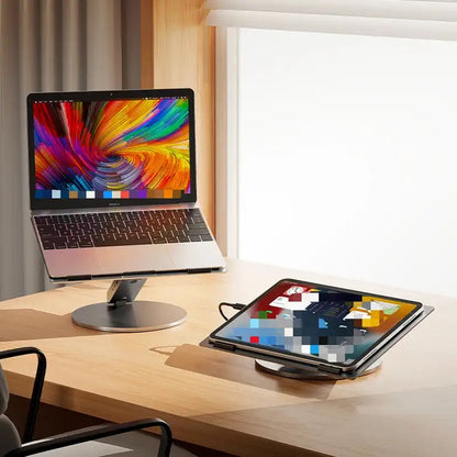 Optimaler Komfort und optimale Konnektivität: Ergonomischer Laptopständer mit Drehgelenk und integriertem USB-Hub