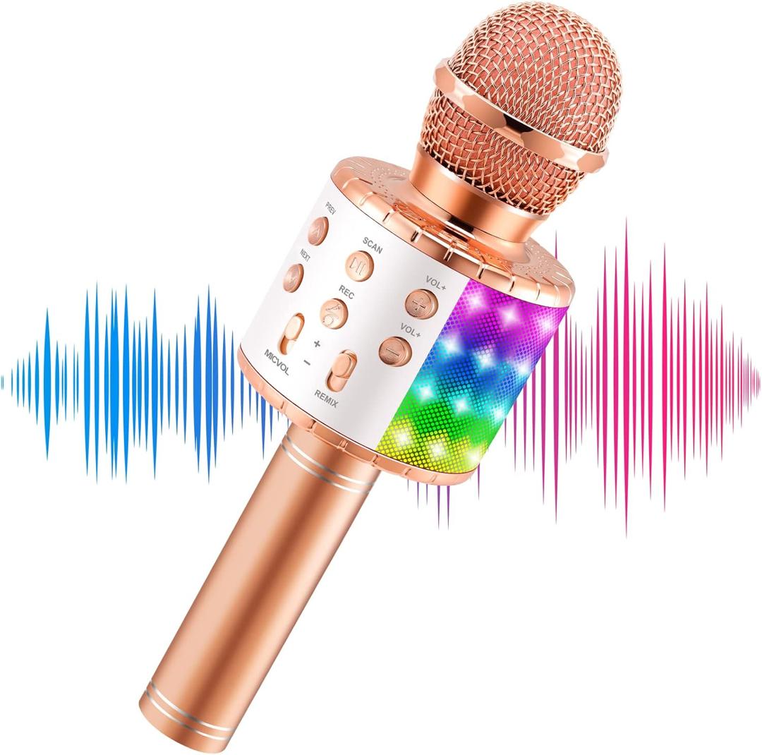 Bluetooth-Karaoke-Mikrofon – Kräftiger Sound, farbenfrohe LED-Lichter &amp; garantierter Spaß