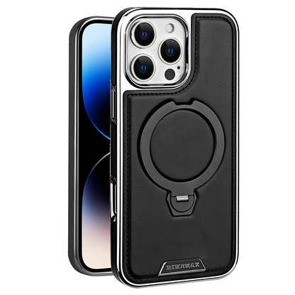 Luxuriöse MagSafe iPhone-Hülle aus Leder mit integriertem Ständer – für alle, die echte Qualität schätzen