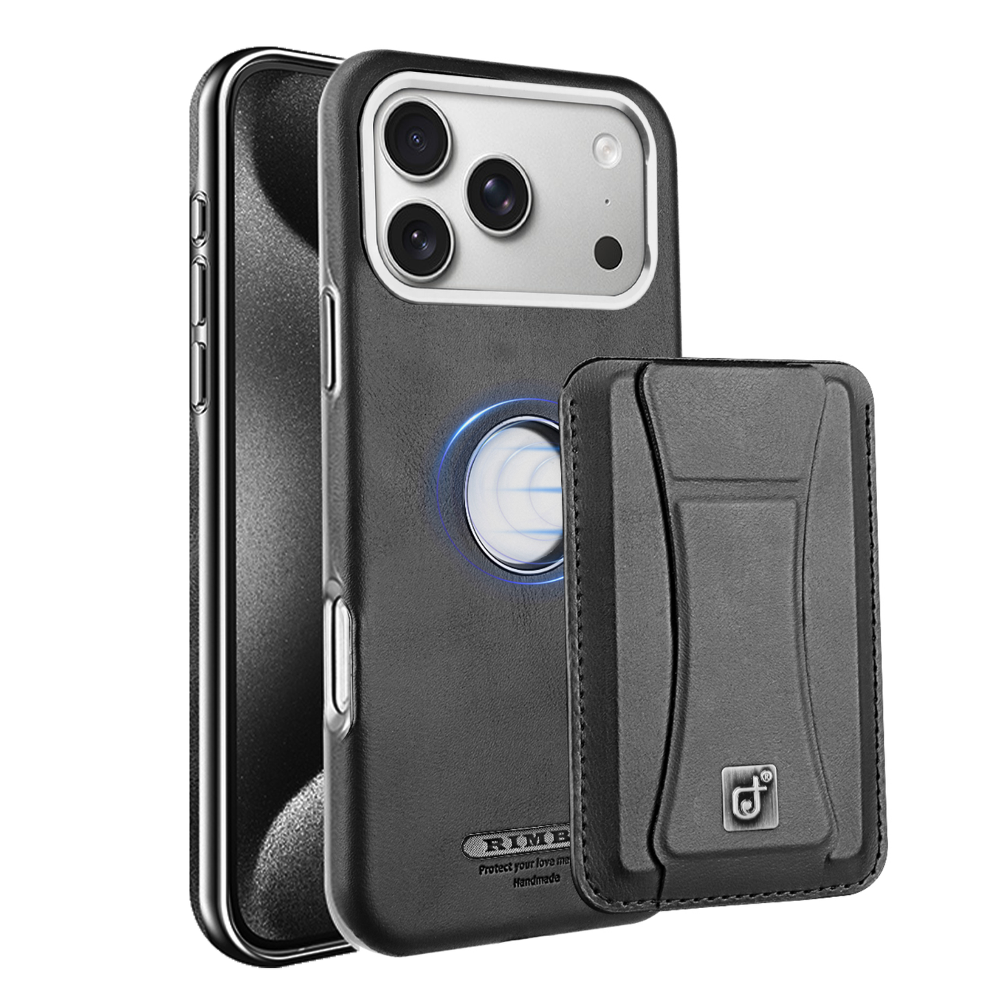 Höchste Eleganz: Hochwertige iPhone-Hülle aus Leder mit magnetischem Ständer und integriertem Kartenhalter