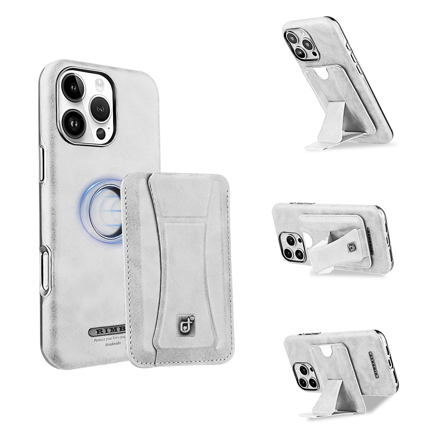 Höchste Eleganz: Hochwertige iPhone-Hülle aus Leder mit magnetischem Ständer und integriertem Kartenhalter