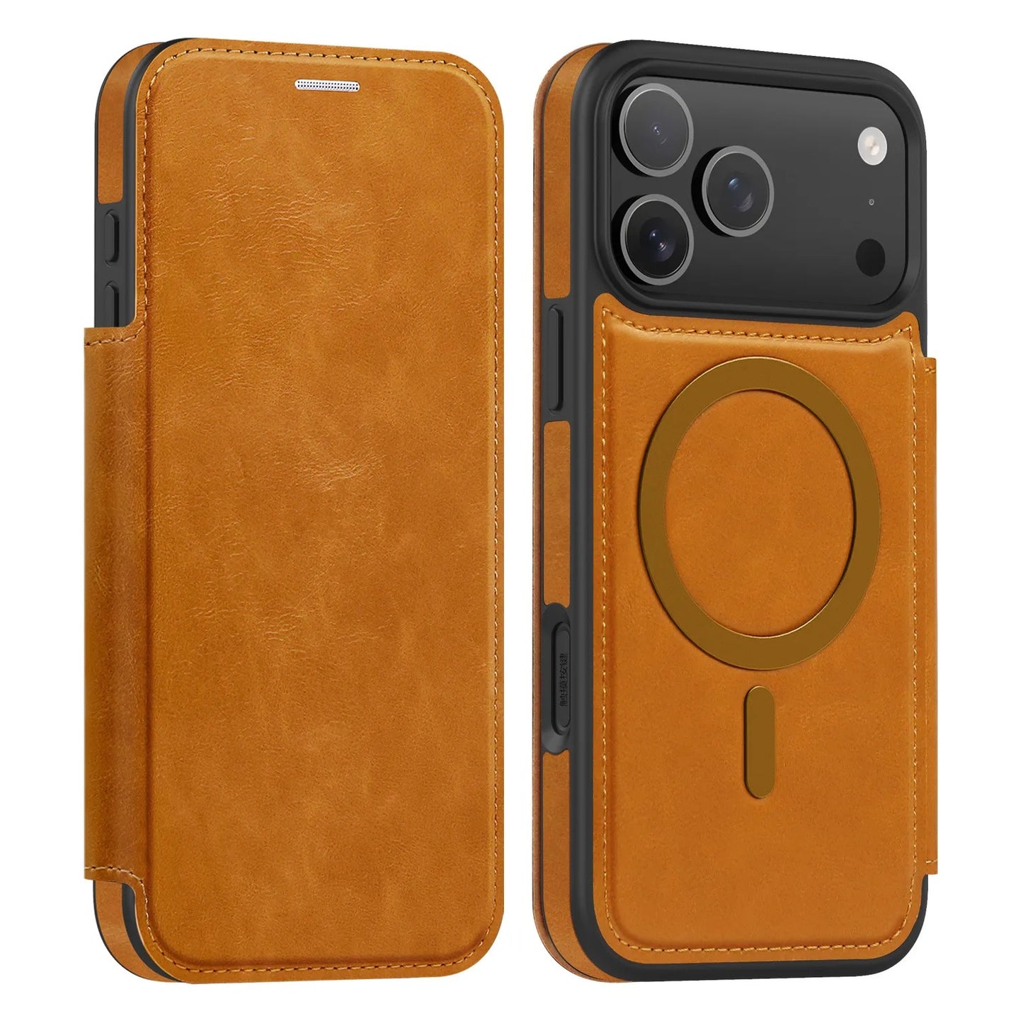 Luxuriöse MagSafe iPhone-Hülle aus Leder – 360°-Schutz, Kartenfach &amp; elegantes Design