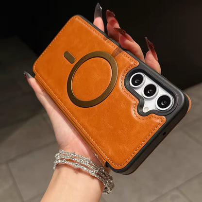 Luxuriöse iPhone-Hülle aus Leder mit Magnetverschluss und MagSafe-Kompatibilität – Eleganz, Schutz und ultimativer Komfort