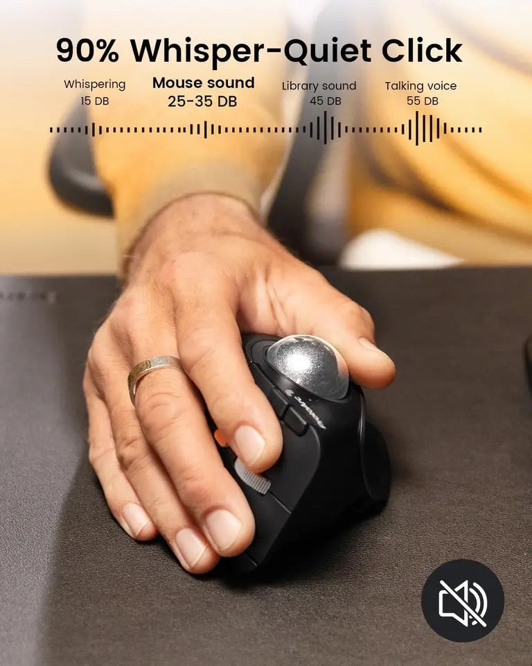 Vertikale kabellose Trackball-Maus – Ergonomische Bluetooth-Daumenmaus für Laptop &amp; PC | Wiederaufladbares Rollerball-Design