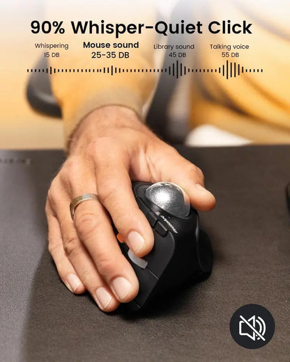 Vertikale kabellose Trackball-Maus – Ergonomische Bluetooth-Daumenmaus für Laptop &amp; PC | Wiederaufladbares Rollerball-Design