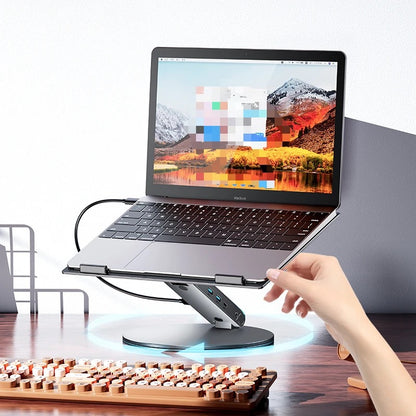 Optimaler Komfort und optimale Konnektivität: Ergonomischer Laptopständer mit Drehgelenk und integriertem USB-Hub