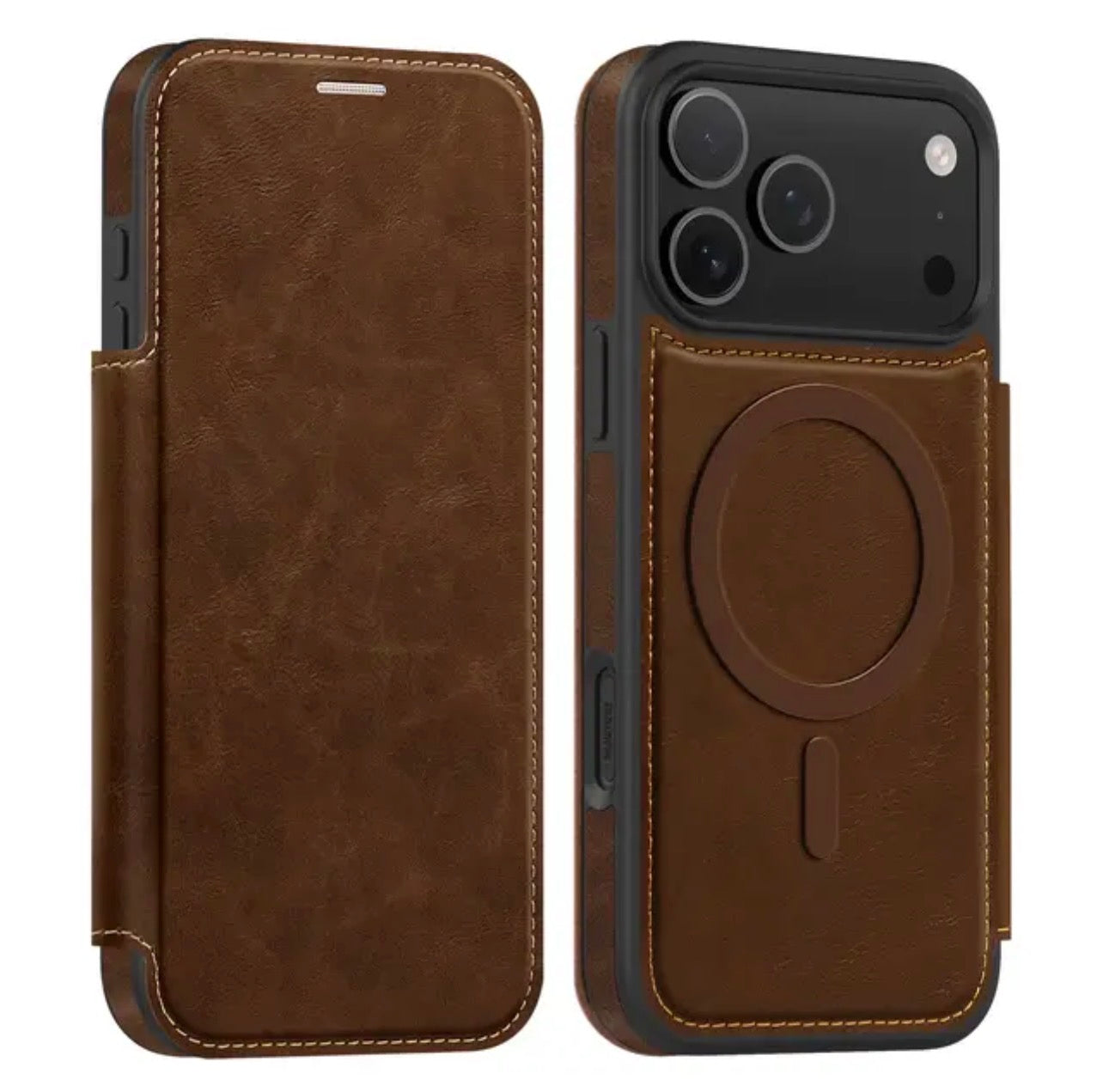 Luxuriöse MagSafe iPhone-Hülle aus Leder – 360°-Schutz, Kartenfach &amp; elegantes Design