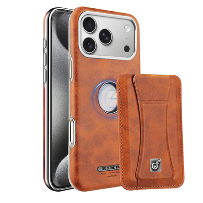 Höchste Eleganz: Hochwertige iPhone-Hülle aus Leder mit magnetischem Ständer und integriertem Kartenhalter