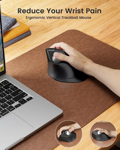 Vertikale kabellose Trackball-Maus – Ergonomische Bluetooth-Daumenmaus für Laptop &amp; PC | Wiederaufladbares Rollerball-Design