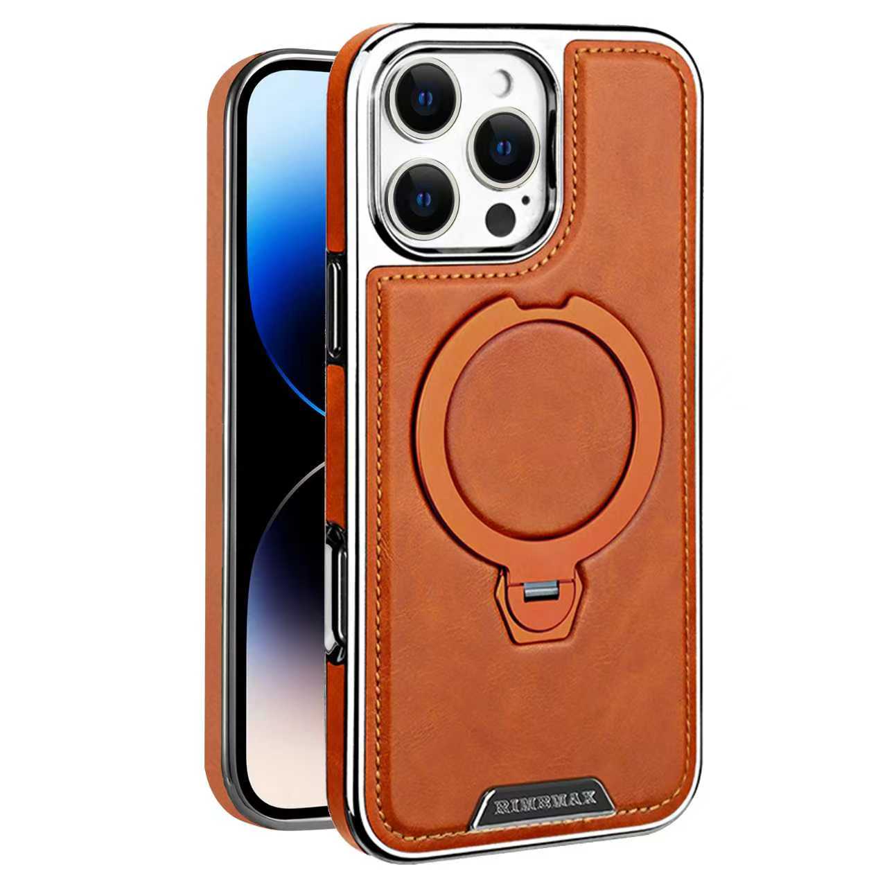 Luxuriöse MagSafe iPhone-Hülle aus Leder mit integriertem Ständer – für alle, die echte Qualität schätzen