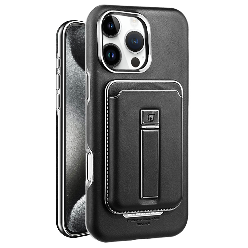 Magnetische Lederhülle für das iPhone mit Ständer und Kartenhalter – Schützend und stilvoll