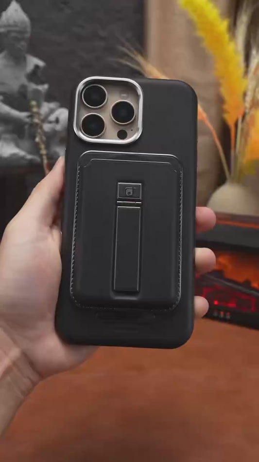 Magnetische Lederhülle für das iPhone mit Ständer und Kartenhalter – Schützend und stilvoll